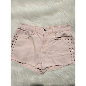 Forever 21 Light Pale Pink Denim Jean Shorts with Studs Size 29